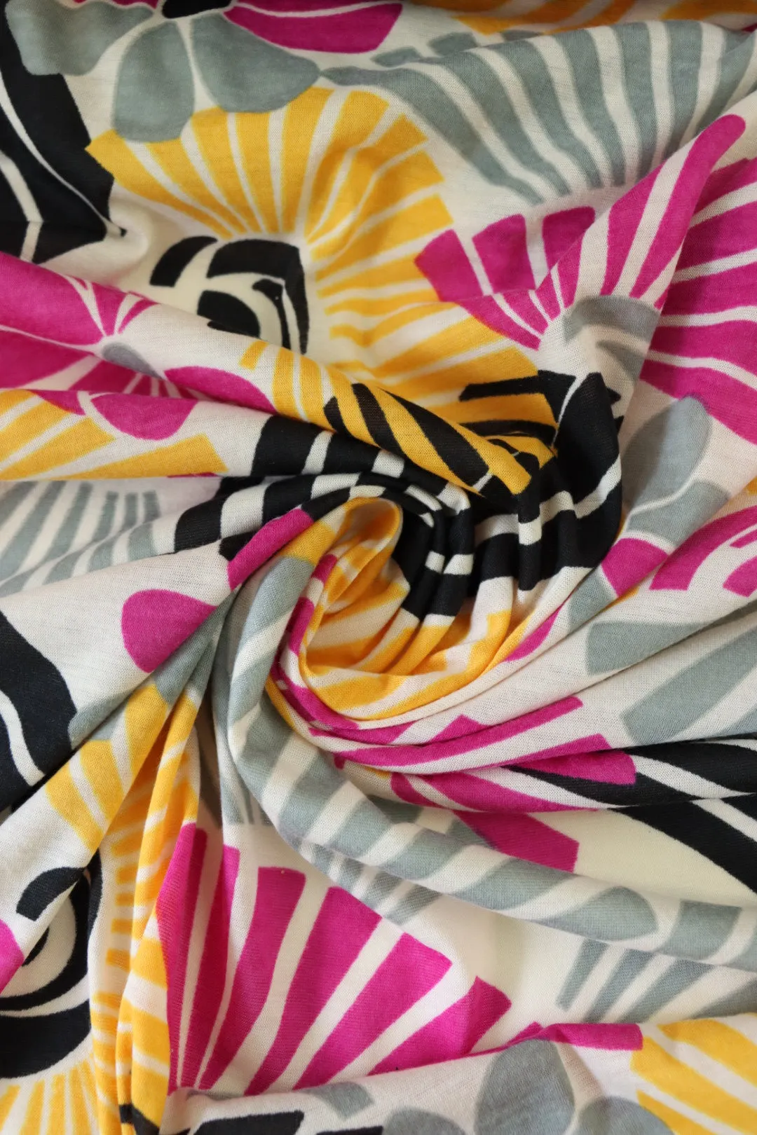 1YD PRECUT; Sunny Floral Spun Poly Jersey