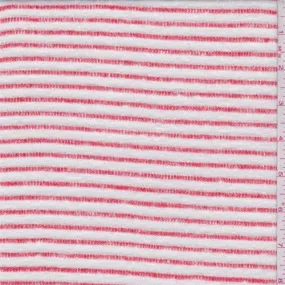 3/4 YD PC-White/Orange Stripe Slubbed Sweater Knit Fabric