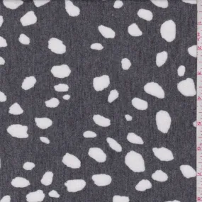 4 3/4 YD PC-Stone Black/White Speck Brushed French Terry Knit Fabric