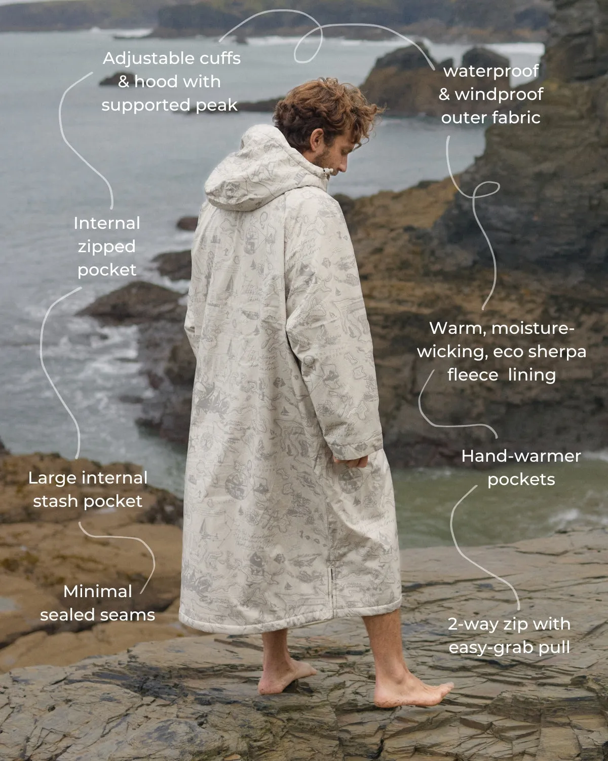 All Weather Sherpa Changing Robe - Desert Sand Map of Dreams