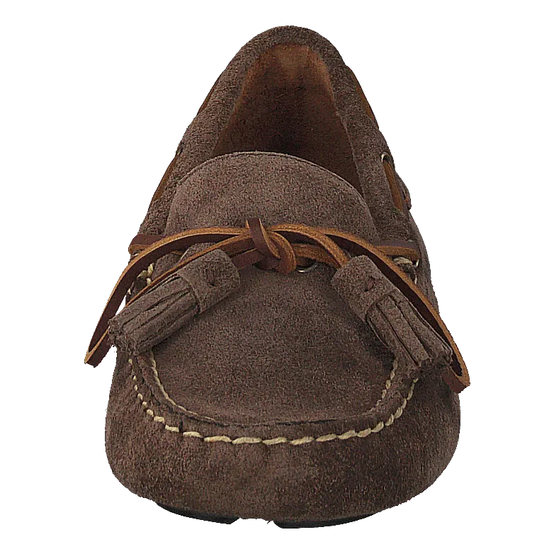 Anders Tasseled Suede Driver Chocolate Brown