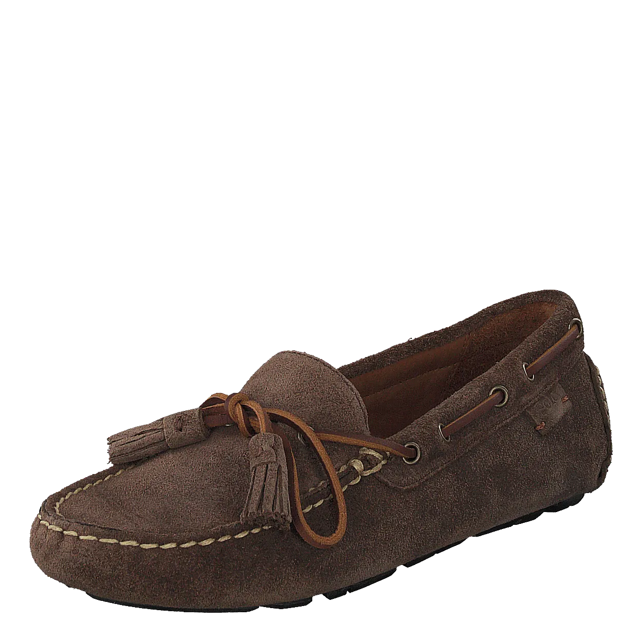 Anders Tasseled Suede Driver Chocolate Brown