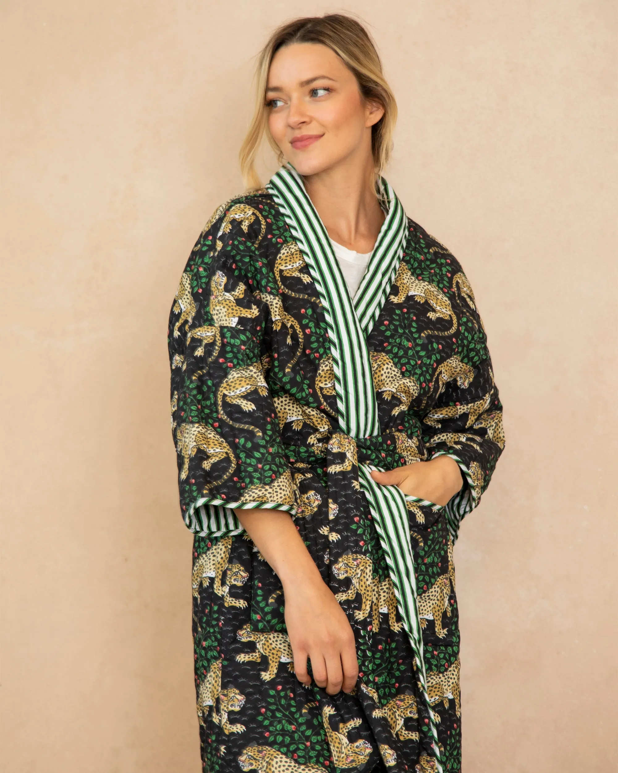 Bagheera - Reversible Quilted Robe - Ink