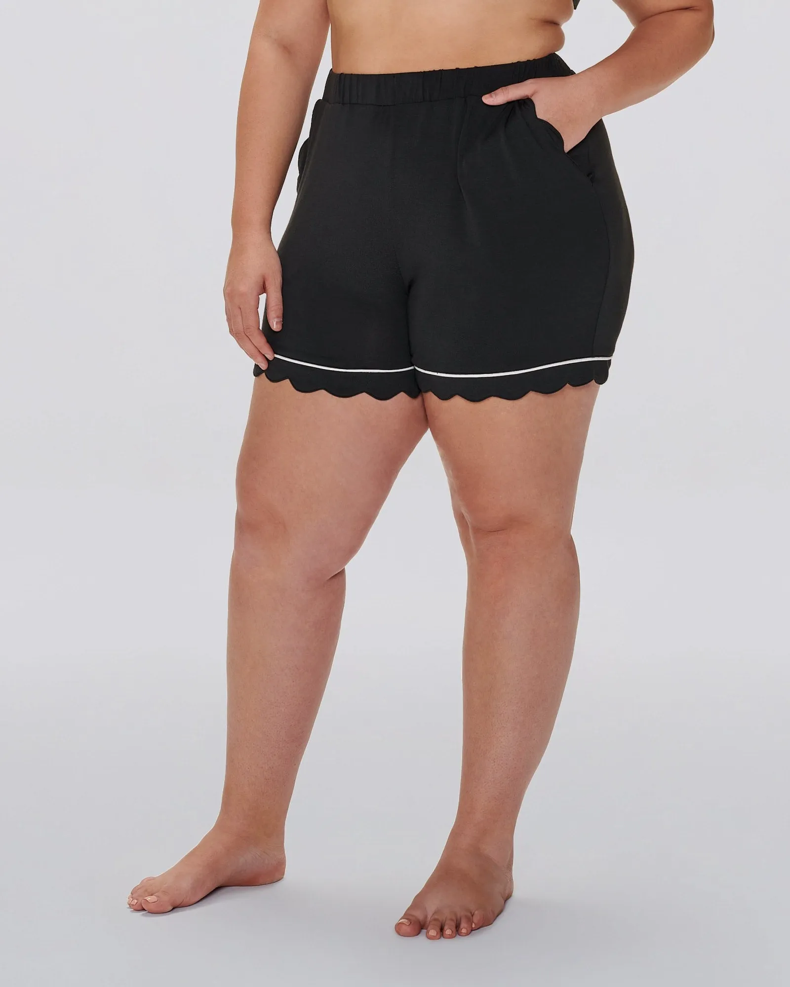 Becca Scallop Sleep Shorts | Black