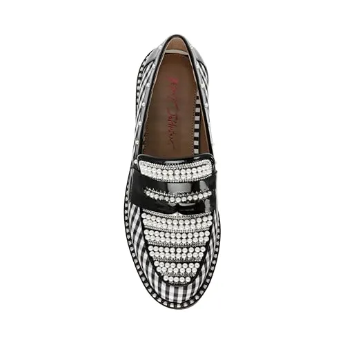 Betsey Johnson Women's Darian Loafer, Black/White Plaid, 11