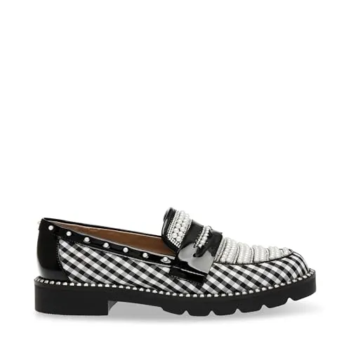 Betsey Johnson Women's Darian Loafer, Black/White Plaid, 11