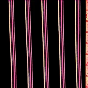 Black/Neon Pink Stripe Double Brushed Jersey Knit Fabric