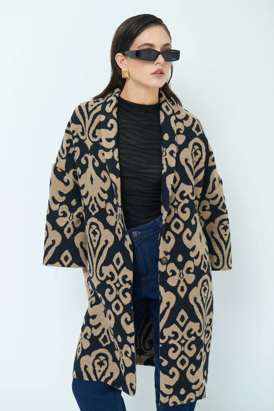 Bold patterned oversized coat wholesale