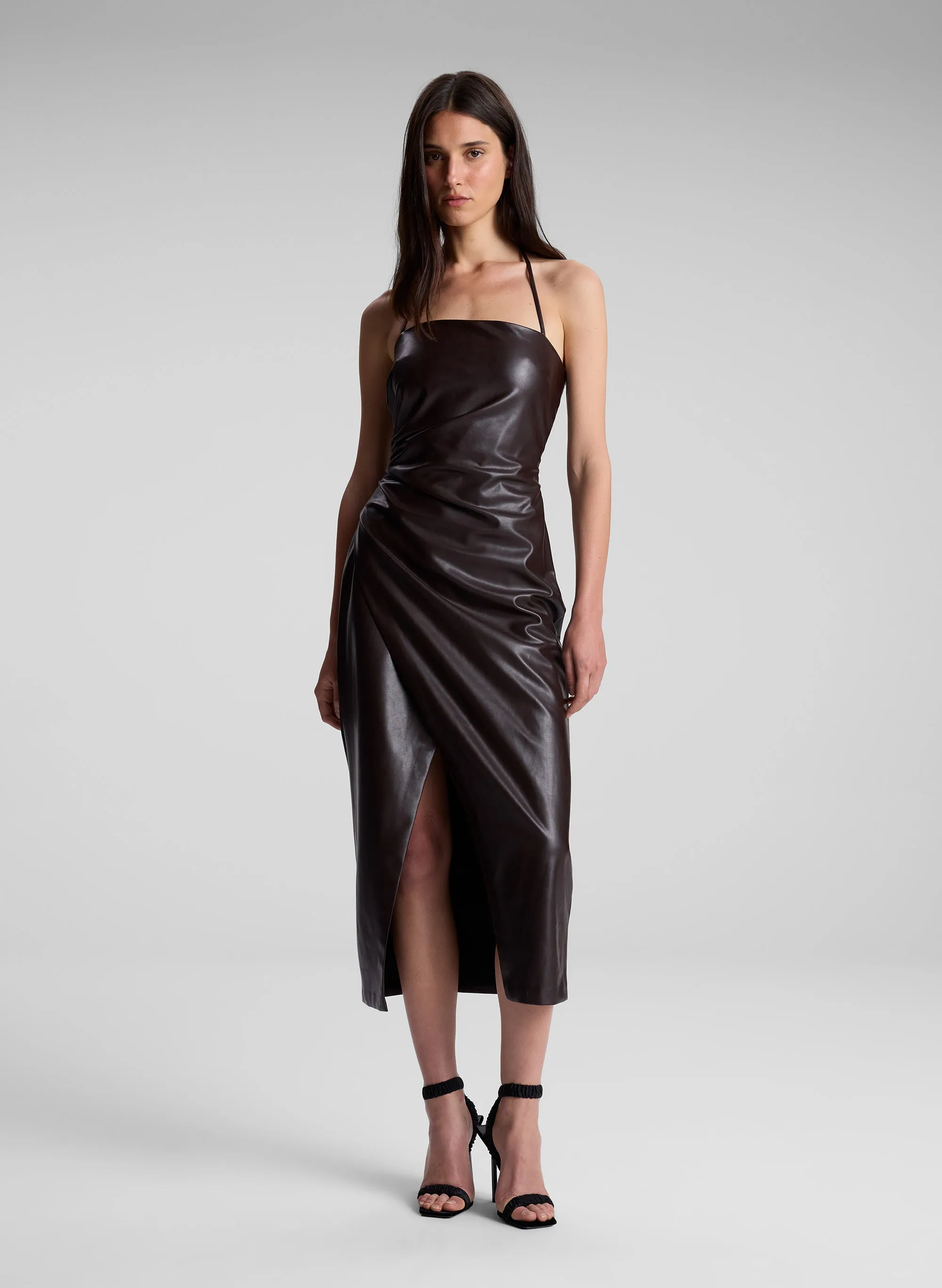 Charlotte Vegan Leather Midi Dress