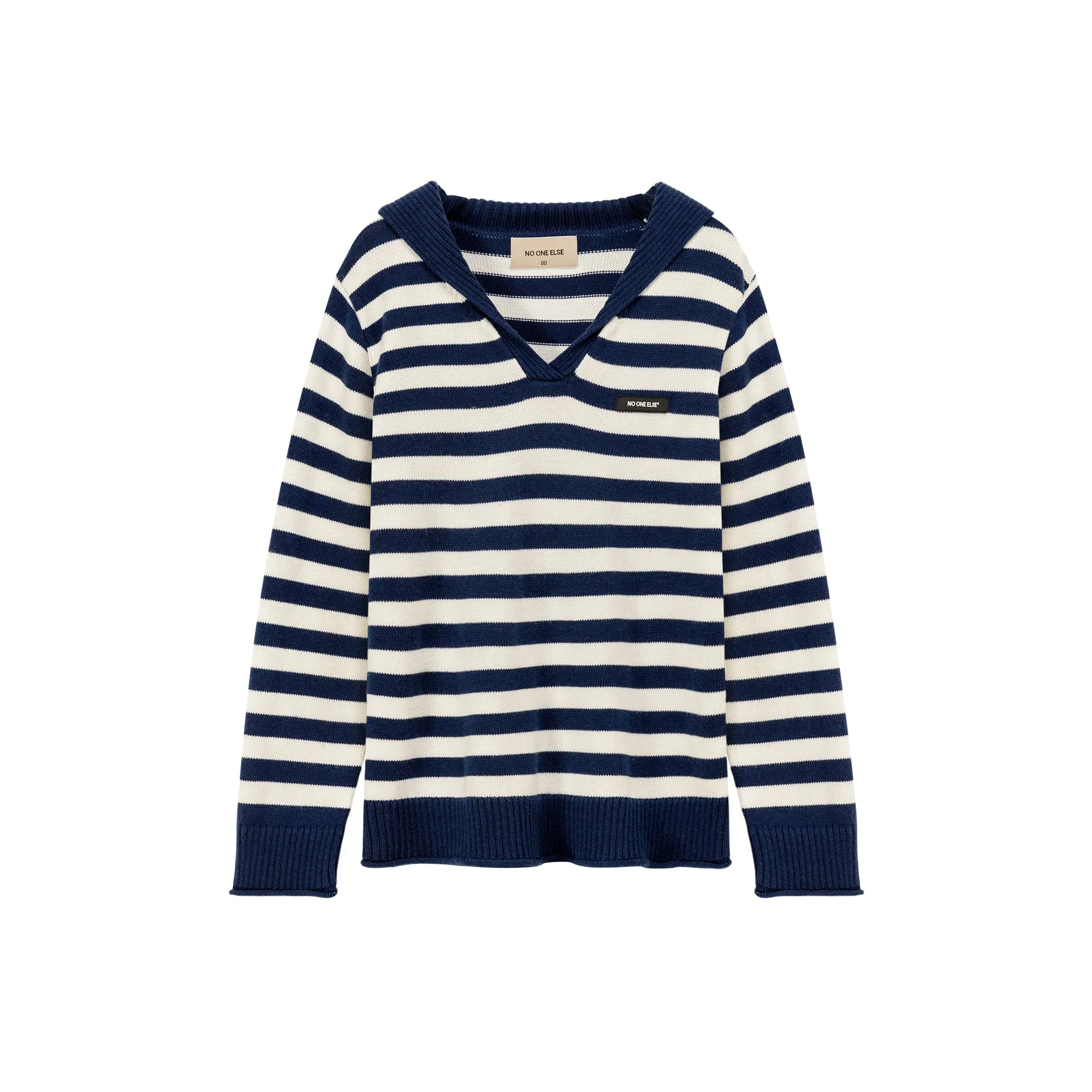 Collar Striped Knit Sweater