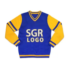 Custom Greek Sweater - SGR Sorority Organization Knitwear - Varsity Letter Knit Sweater