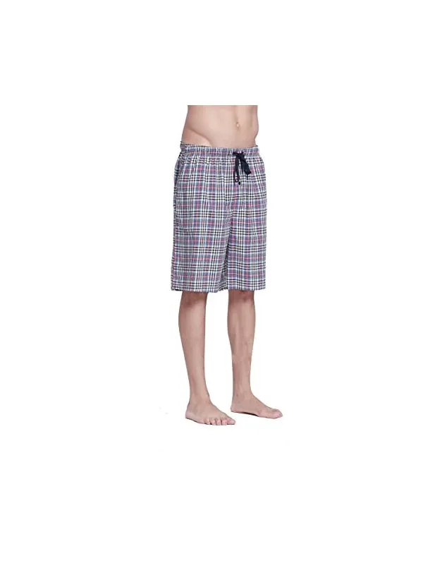 CYZ Men's 100% Cotton Plaid Poplin Woven Lounge/Sleep Shorts