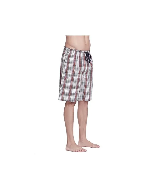 CYZ Men's 100% Cotton Plaid Poplin Woven Lounge/Sleep Shorts