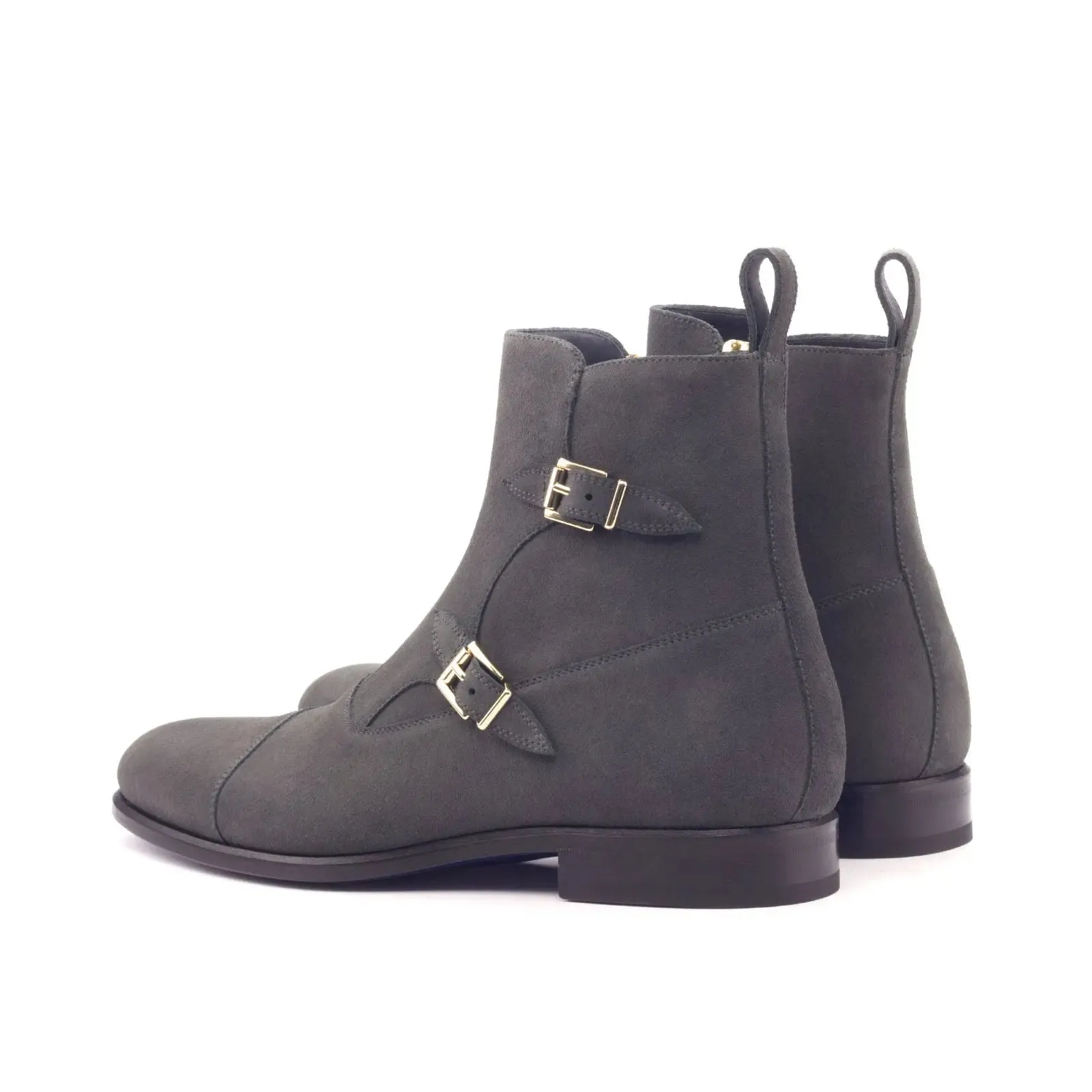 DapperFam Octavian in Grey Men's Lux Suede Buckle Boot