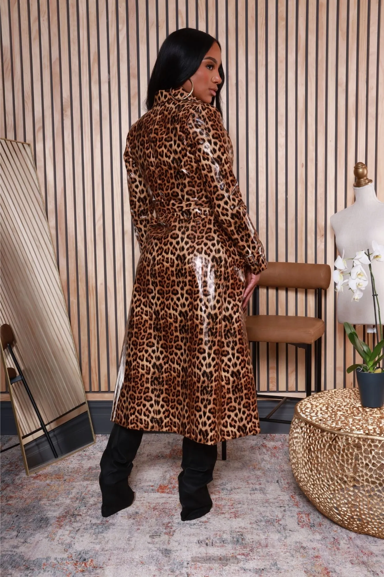 Do A Thing Animal Print Longline Jacket - Brown/Black