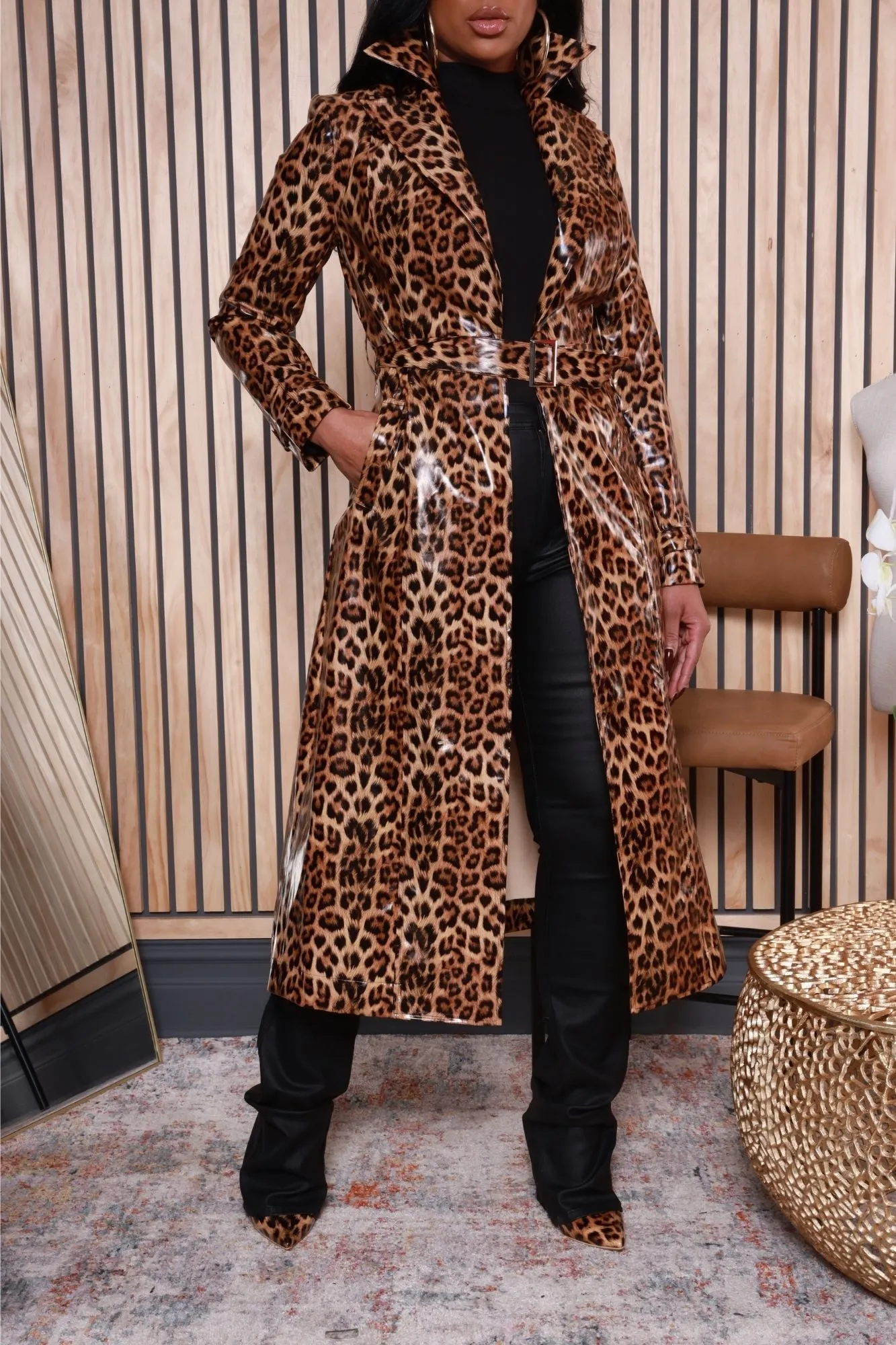 Do A Thing Animal Print Longline Jacket - Brown/Black