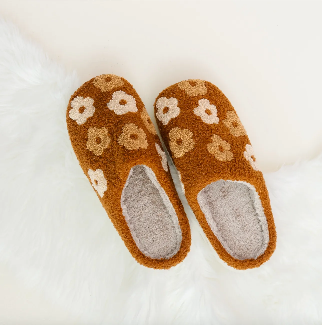 Flower Girl Brown Floral Slippers