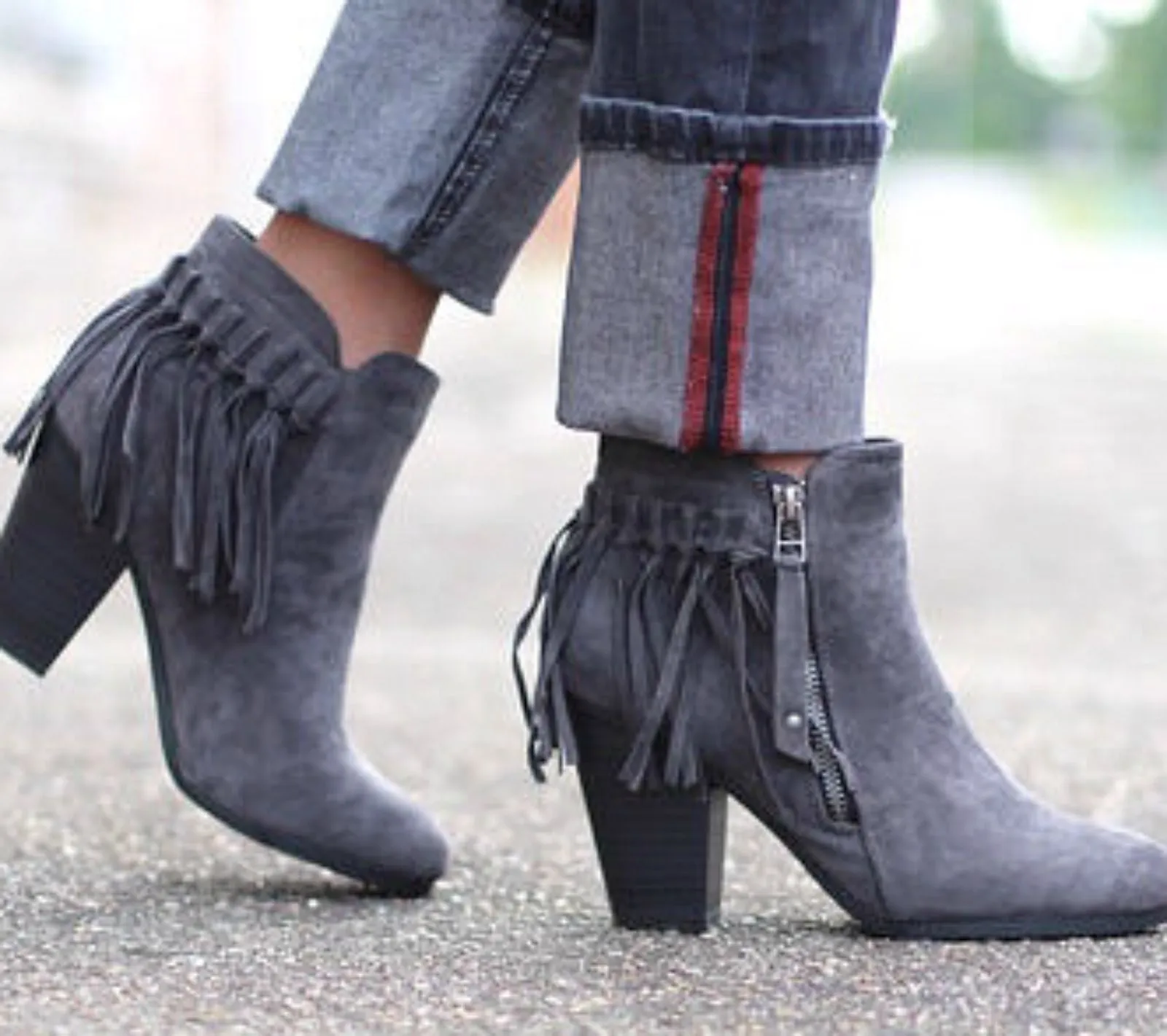 Fringe Booties - Black