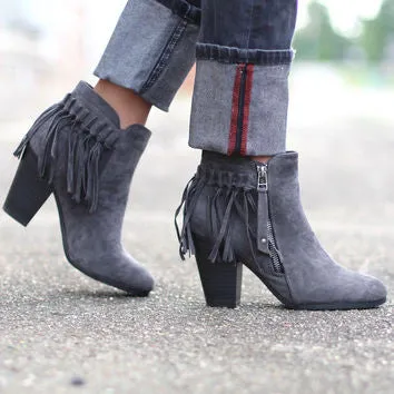 Fringe Booties - Black