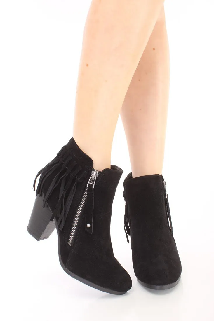 Fringe Booties - Black