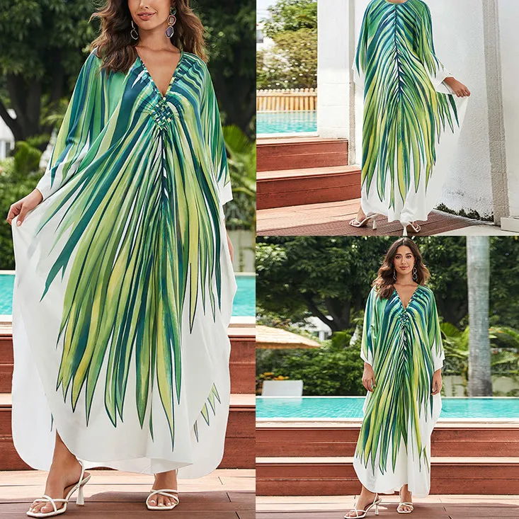 Full Printed Loose Plus Size Beach Dresses Wholesale Womens Clothing N3823112800037