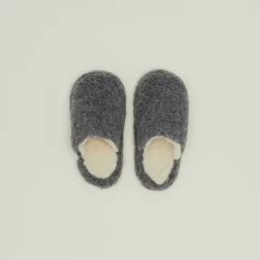 Fuzzy Wool Slippers - Dark Grey