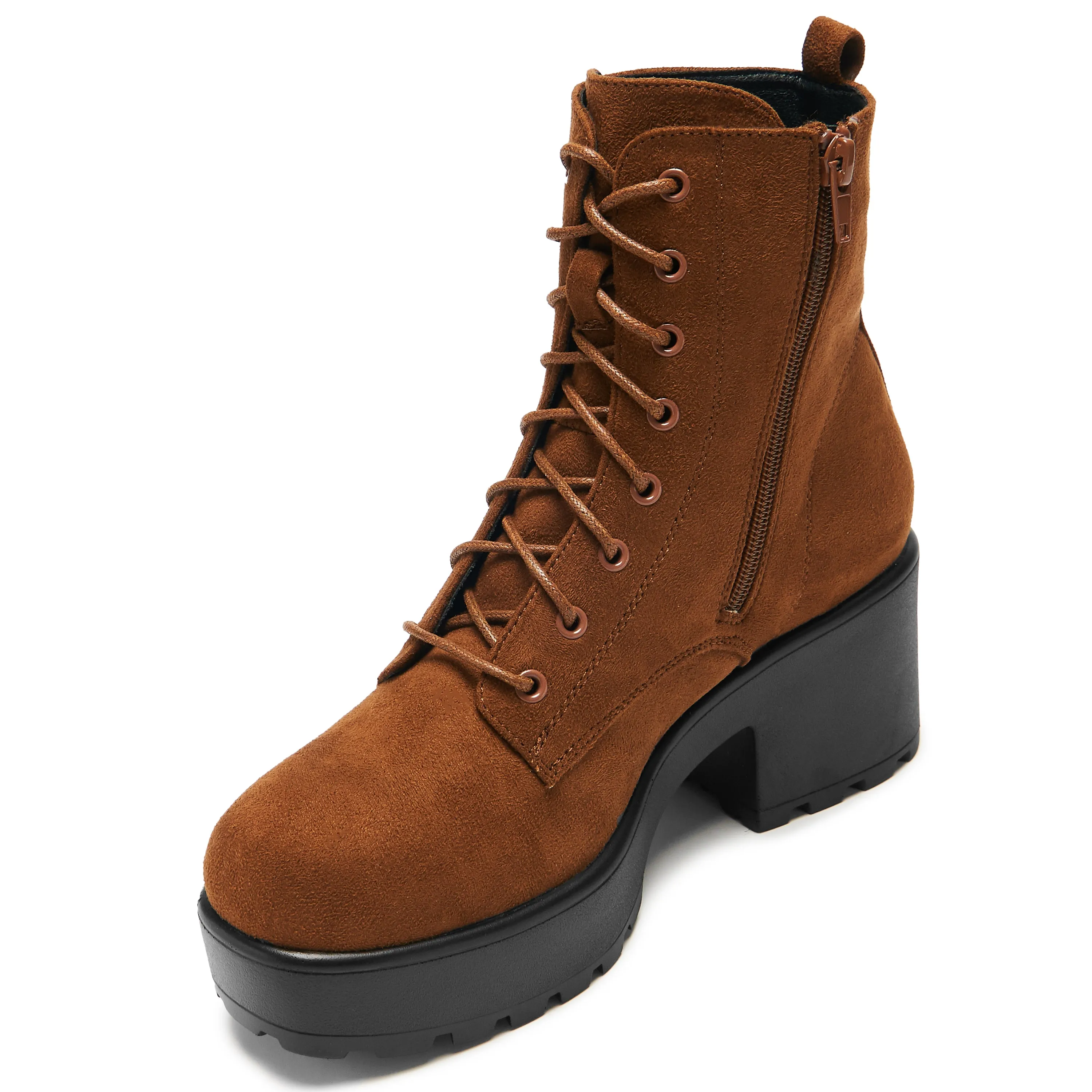 Gin Silt Brown Suede Platform Military Boots