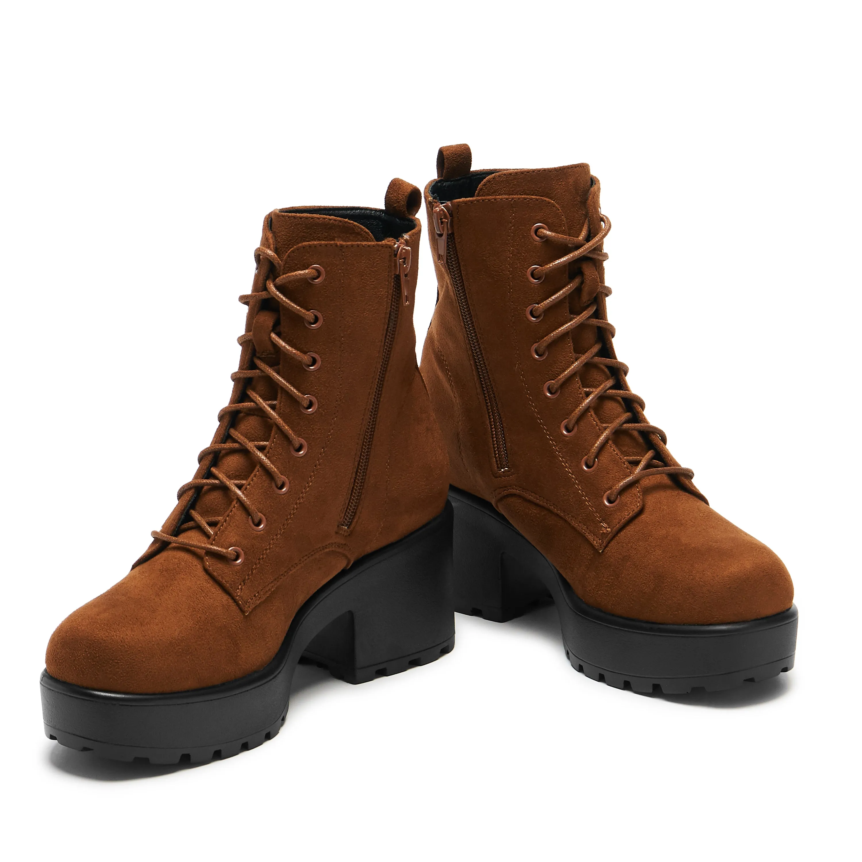 Gin Silt Brown Suede Platform Military Boots