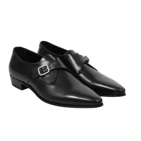 Jacno Monk Creeper US11.5 44.5 Black Leather Single Buckle Dress Shoe