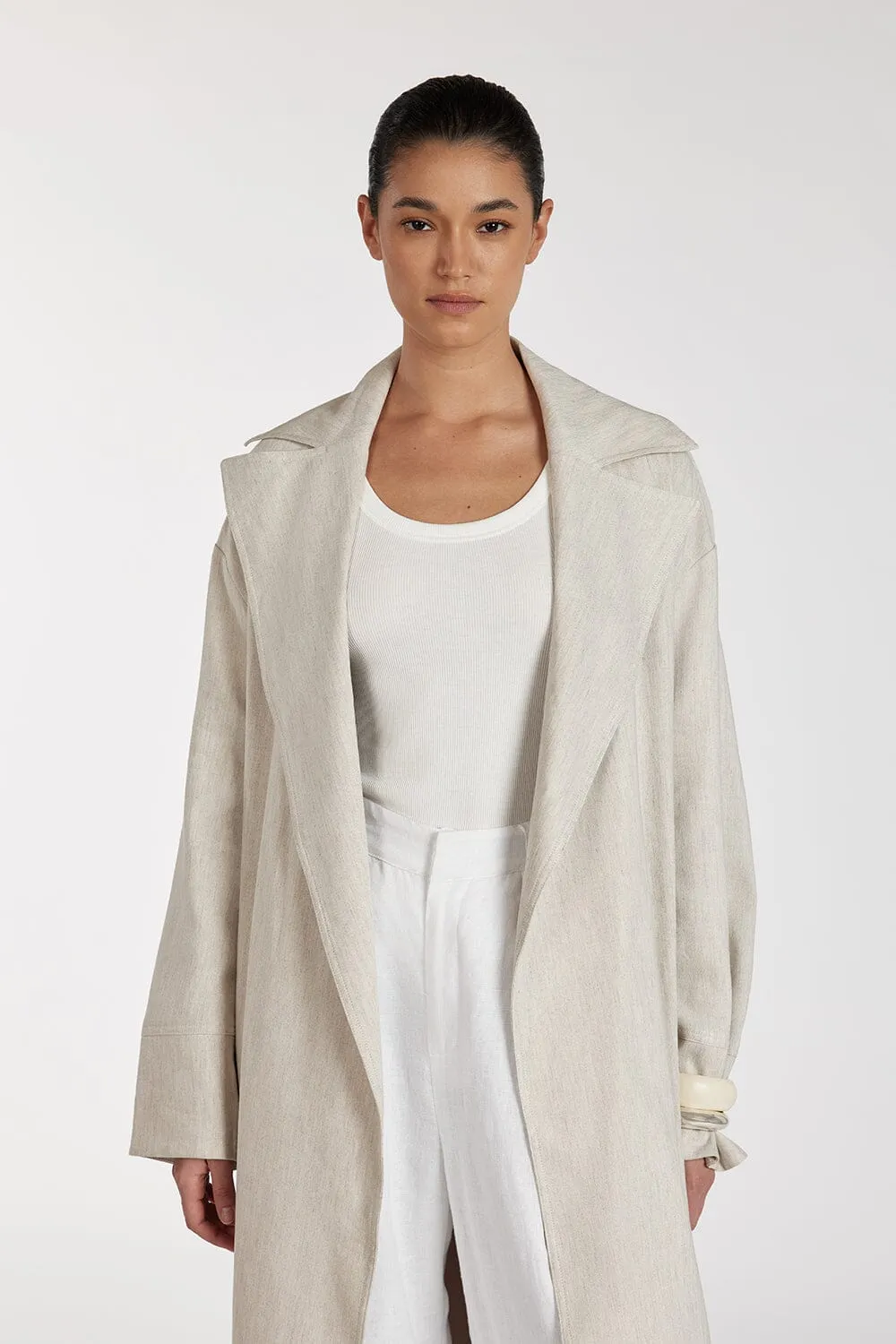 JOSEPHINA NATURAL LINEN BLEND COAT