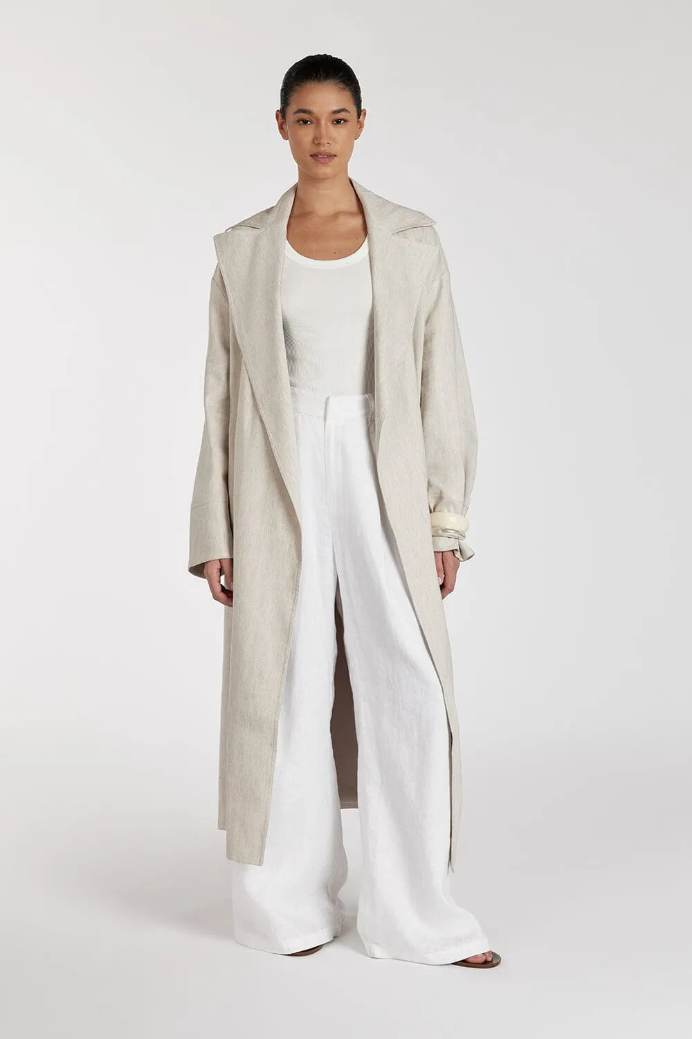 JOSEPHINA NATURAL LINEN BLEND COAT