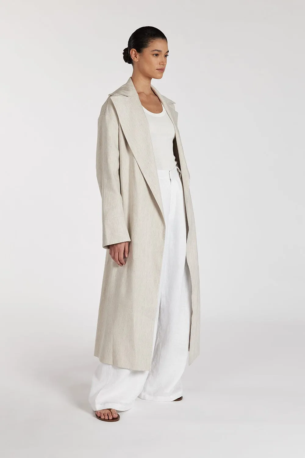 JOSEPHINA NATURAL LINEN BLEND COAT