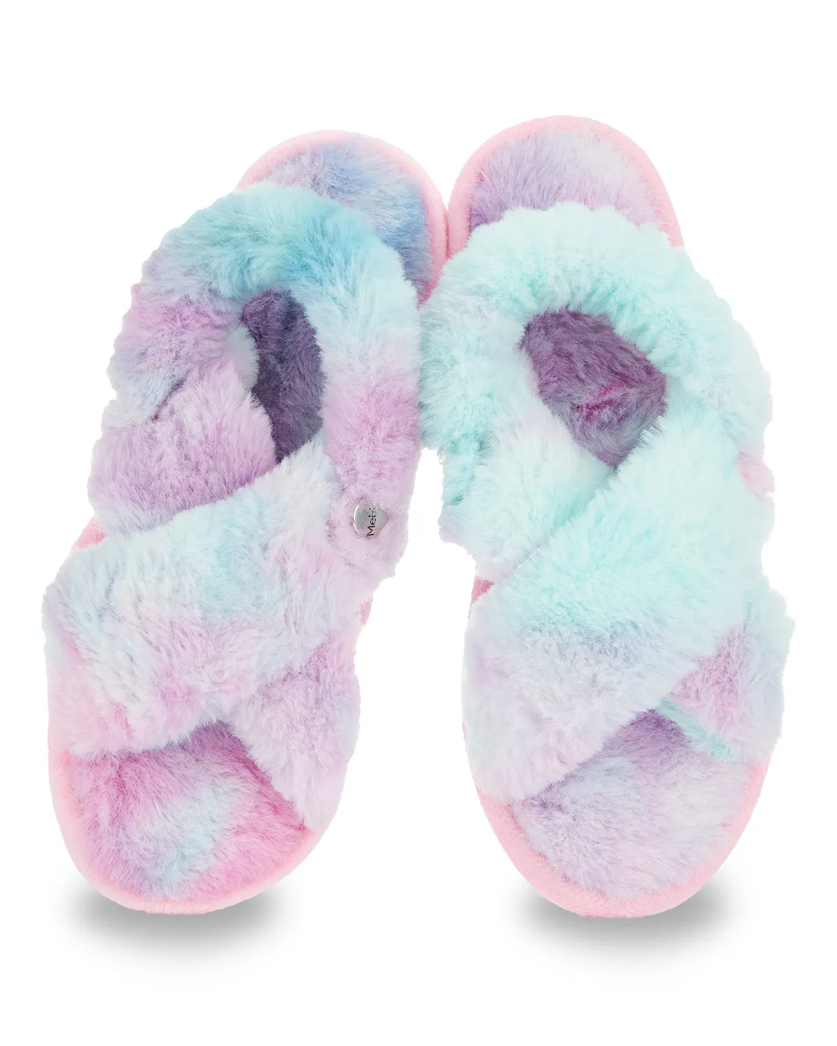 Kids' Tie Dye Crosshatched Plush Slippers