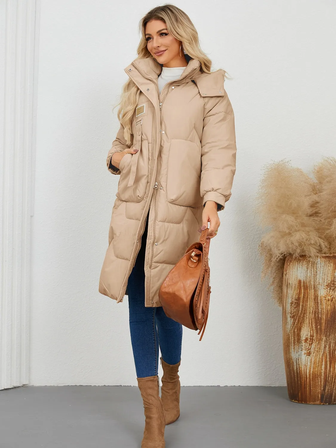 Long Sleeve Longline Hooded Winter Coat