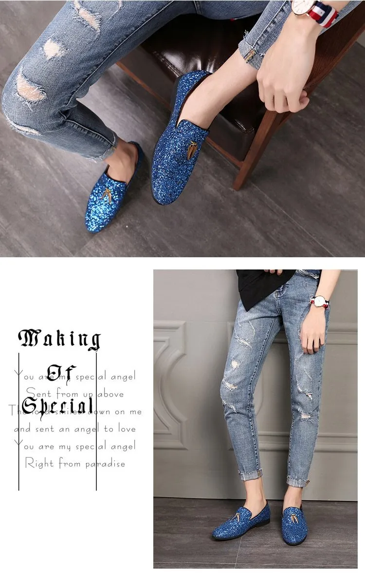 Luxury Glitter Italian Tassel Moccasins