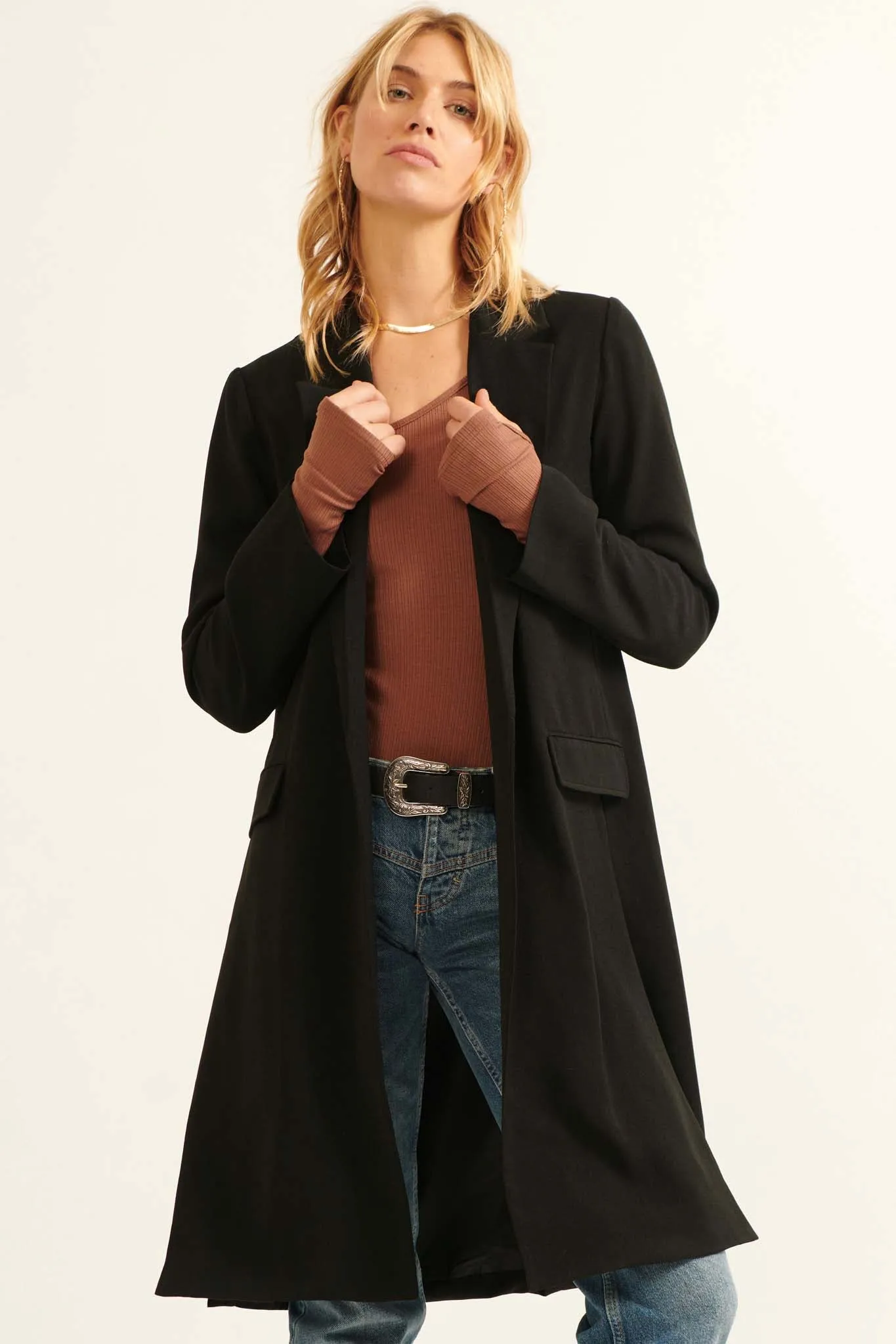 Master Class Open-Front Duster Blazer