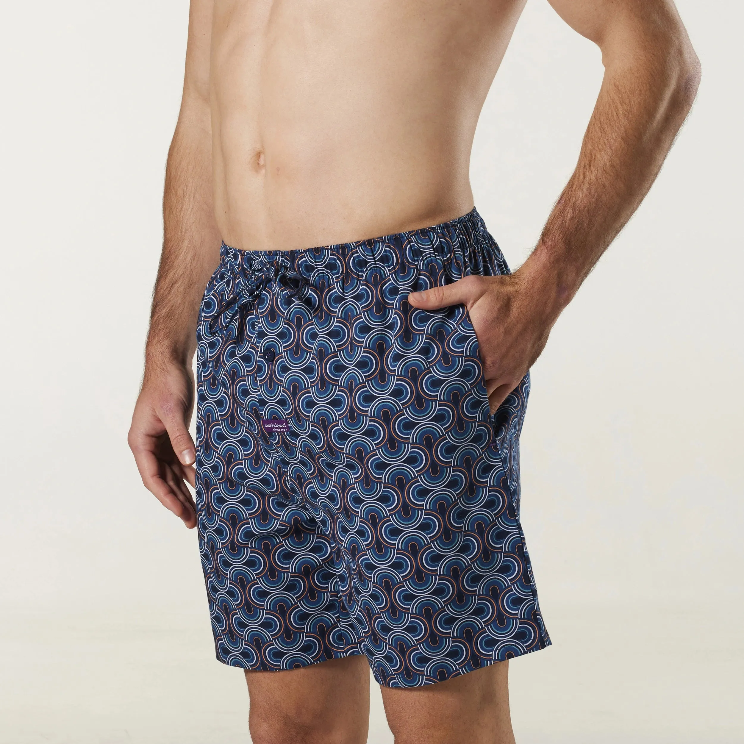 Men's Batik and Manhattan Geo Cotton Sleep Shorts 2 Pack - Denim