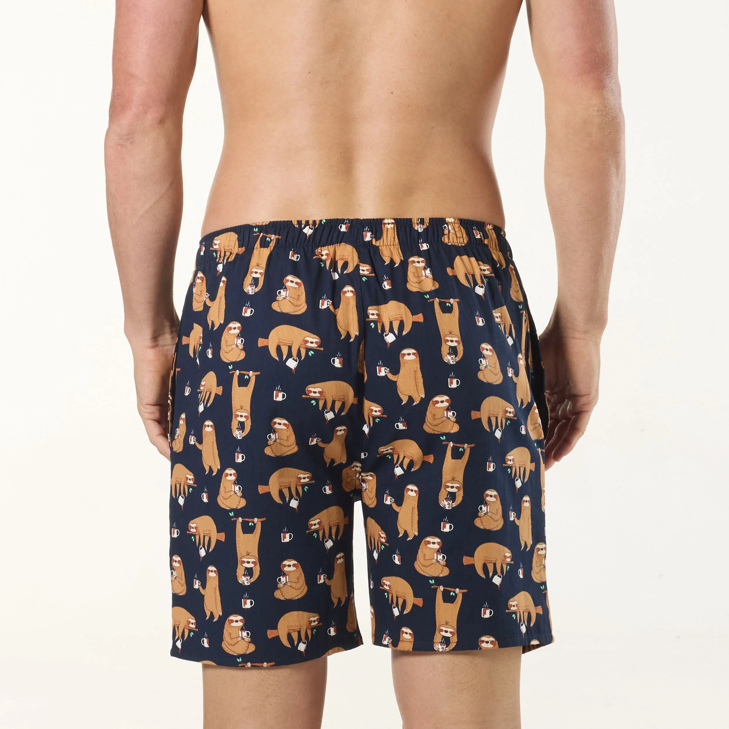 Men's Hangin' Sloths Cotton Sleep Shorts 2 Pack - Navy