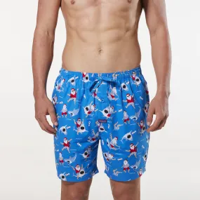 Men's Surfs Up Santa Cotton Sleep Short - Blue