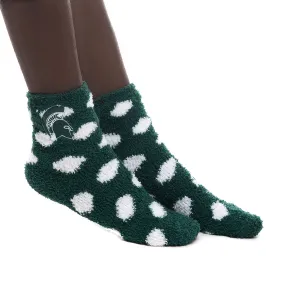 Michigan State Fuzzy Polka Dot Socks