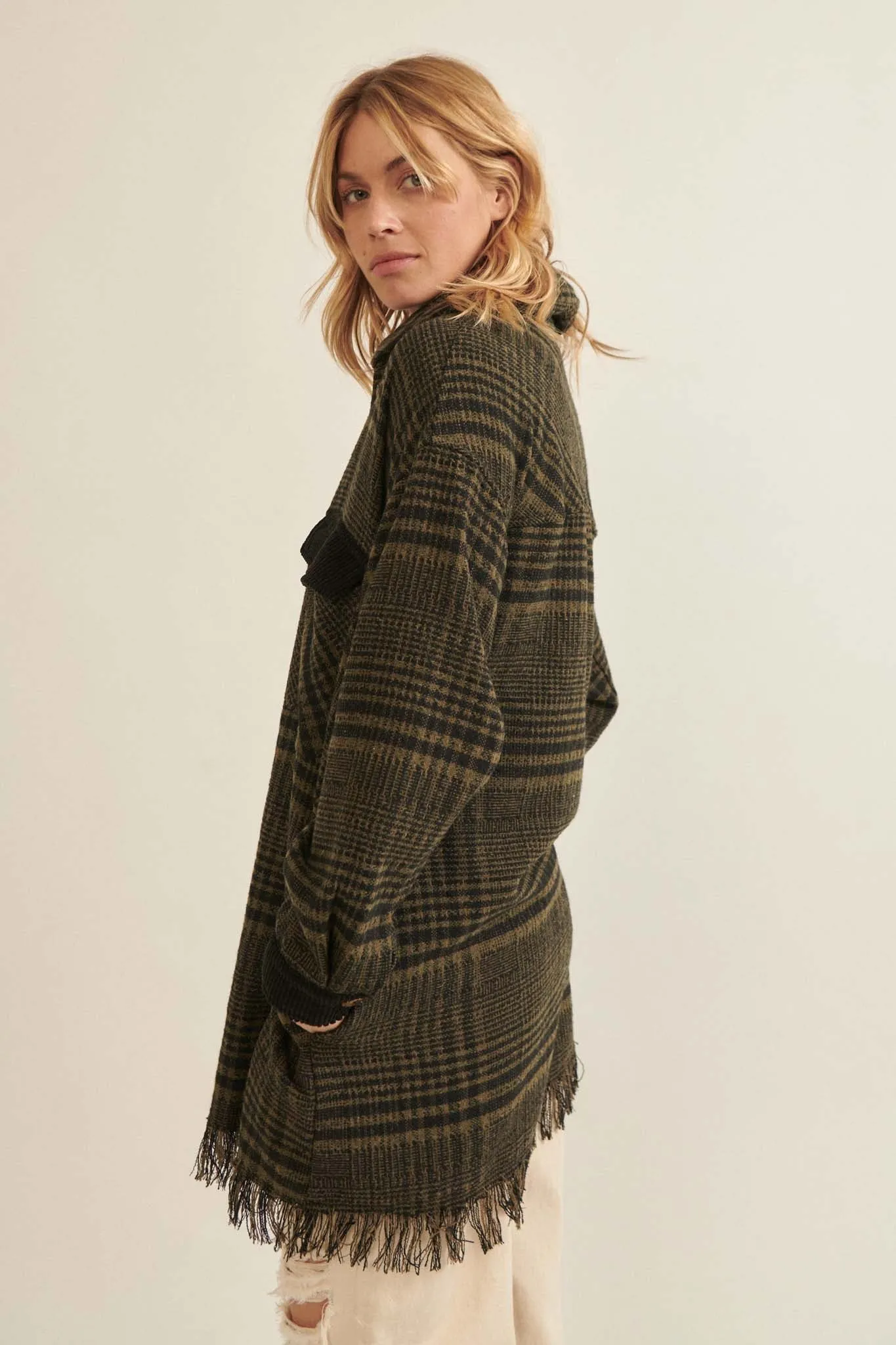 Off the Trail Plaid Tweed Longline Shacket