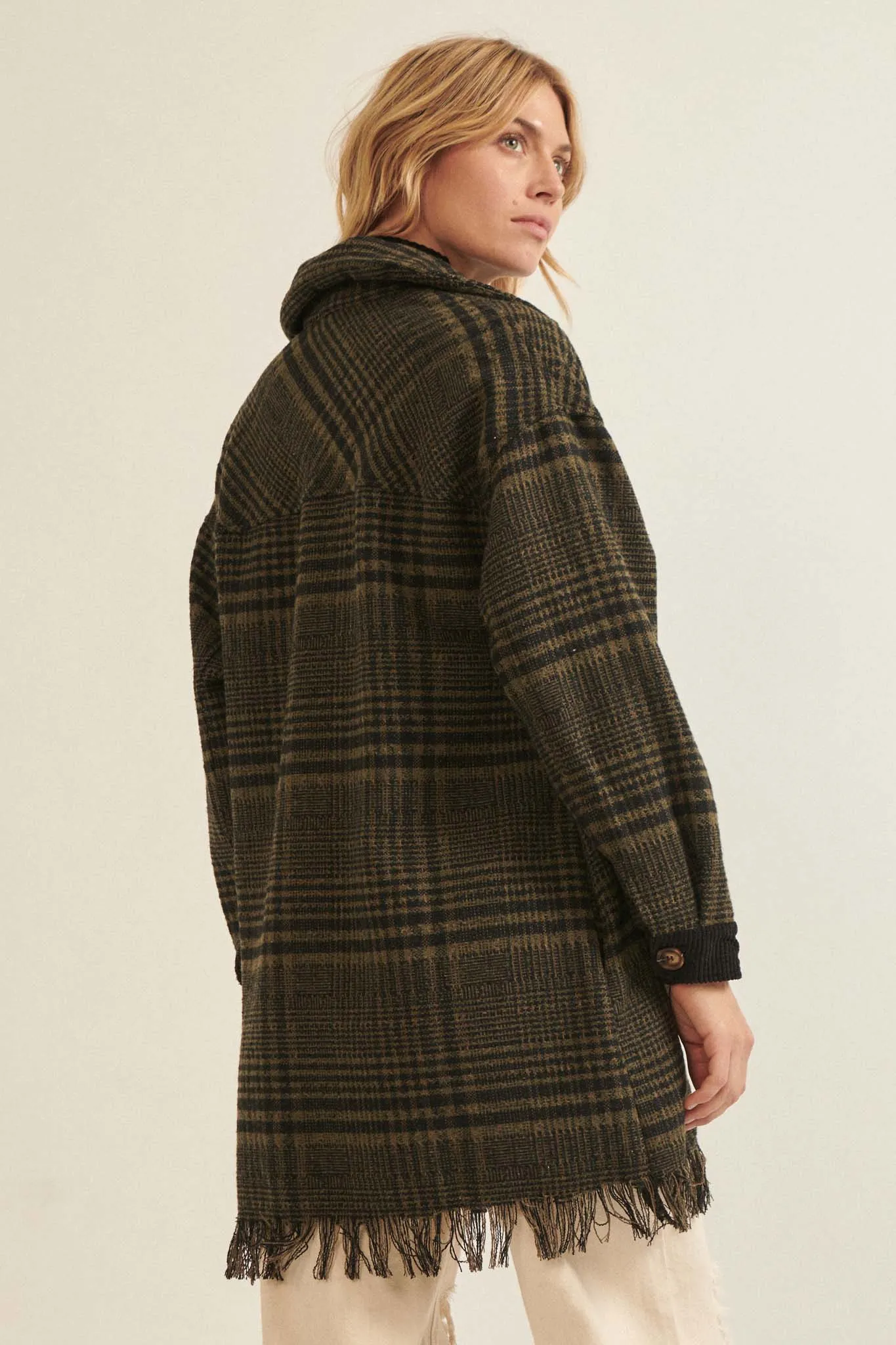 Off the Trail Plaid Tweed Longline Shacket