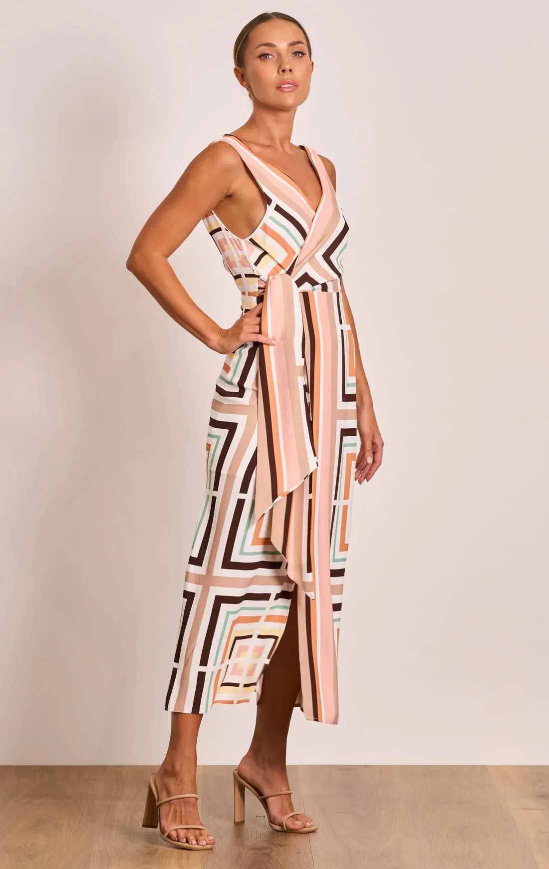 PASDUCHAS Vacay Wrap Midi Dress Spectrum