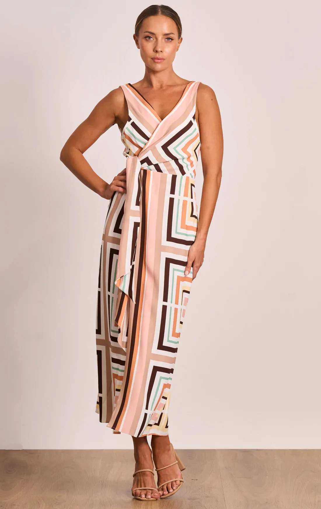 PASDUCHAS Vacay Wrap Midi Dress Spectrum