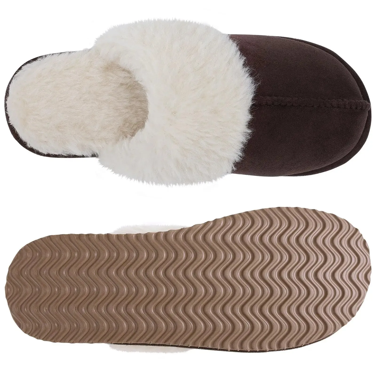 Plush Suede Fuzzy Collar Slippers