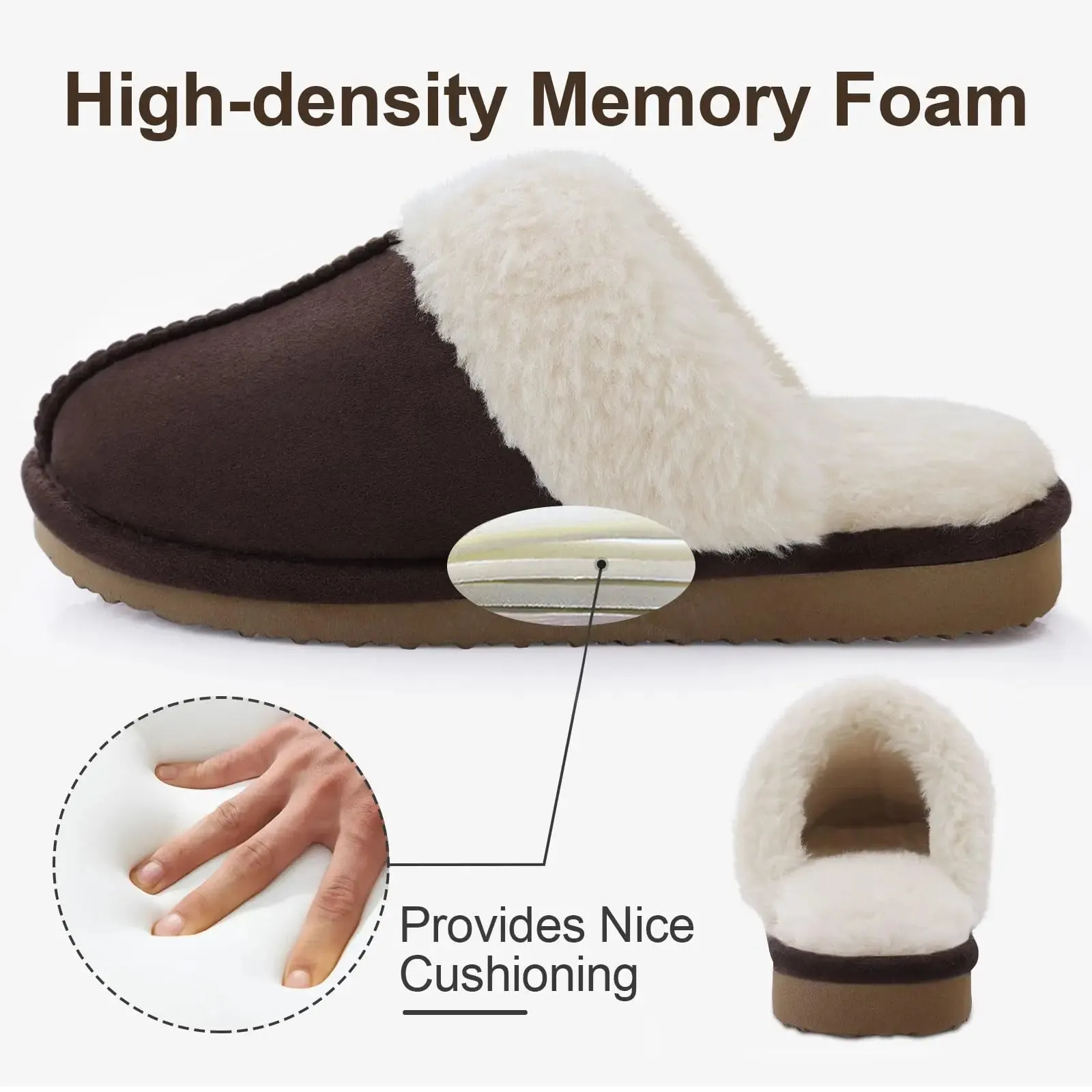 Plush Suede Fuzzy Collar Slippers