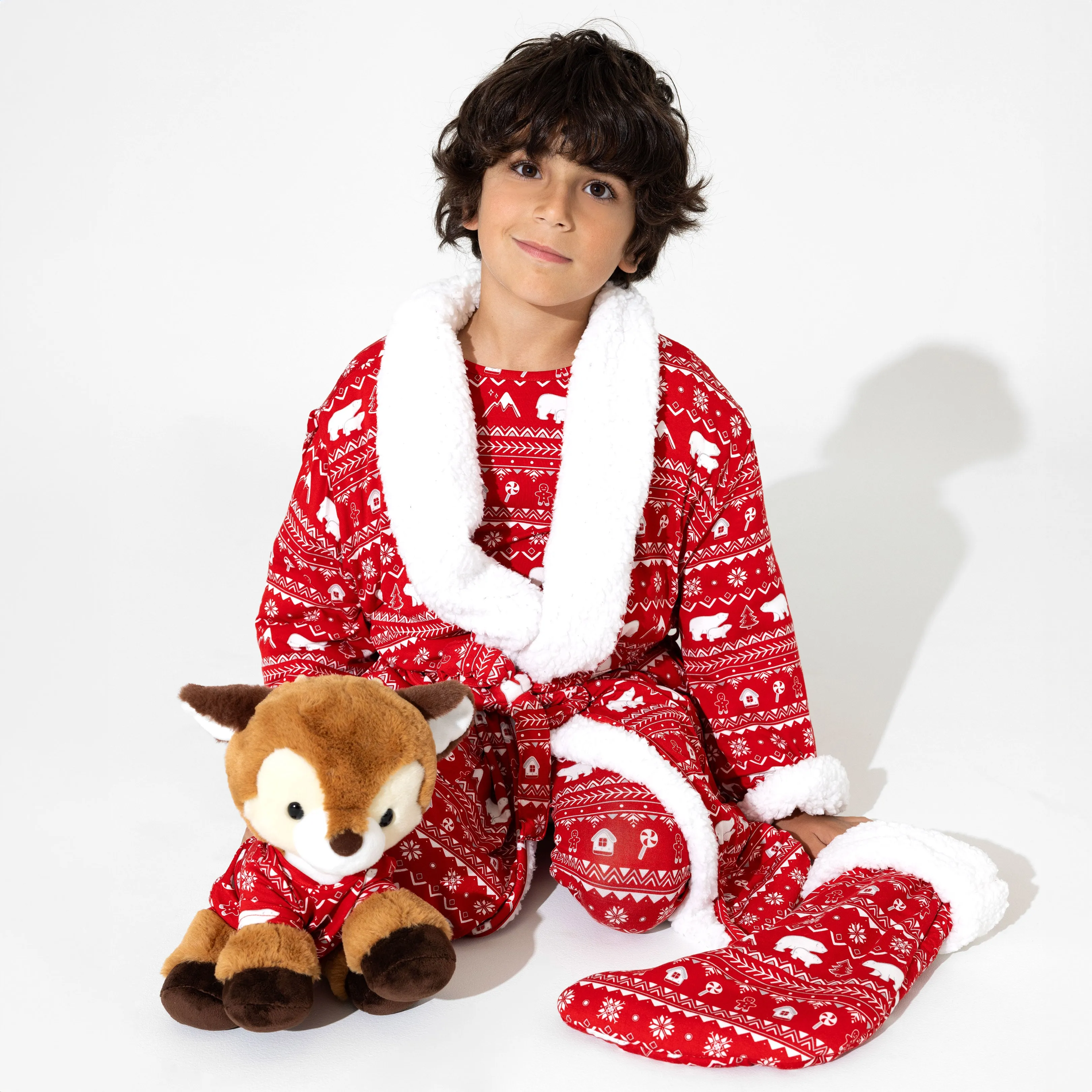 Polar Isle Red Bamboo Kids' Bamboo Sherpa Robe