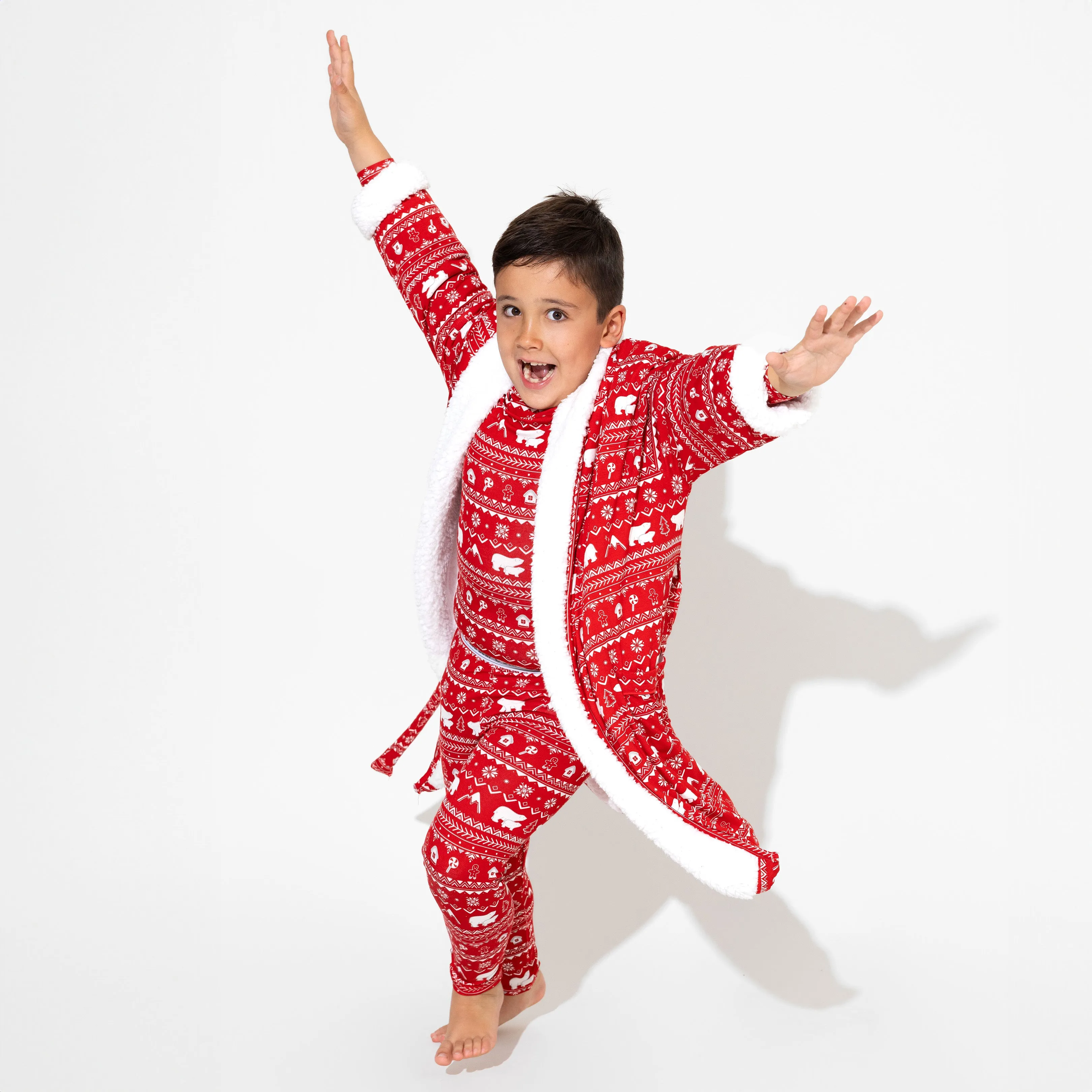 Polar Isle Red Bamboo Kids' Bamboo Sherpa Robe