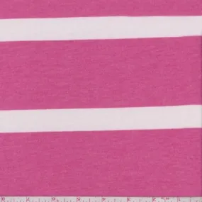 Raspberry/White Stripe French Terry Knit Fabric