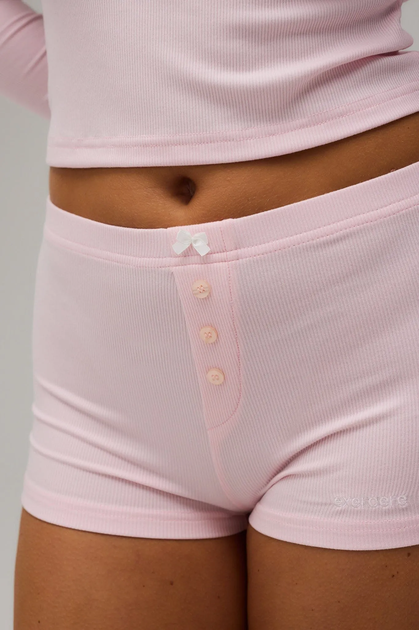 Rib Night Shorts - Soft Pink